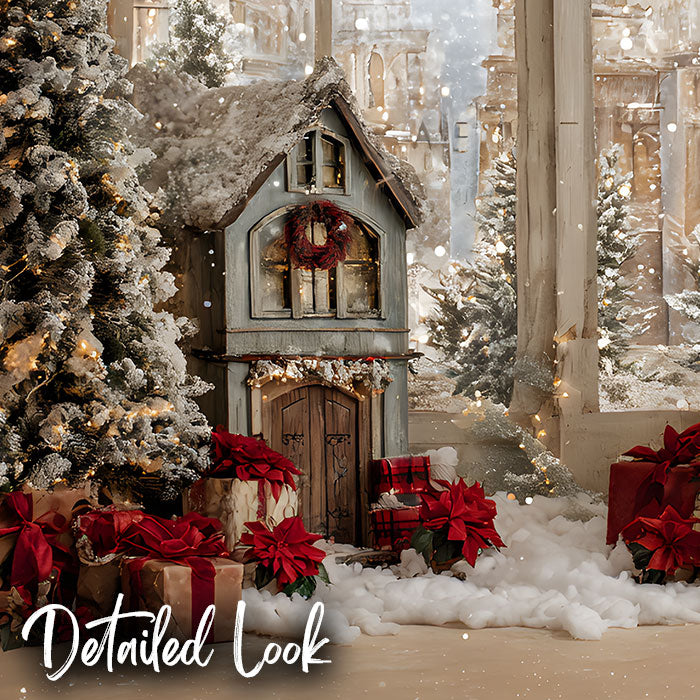 Christmas Village Window Scene – Digital Backdrop