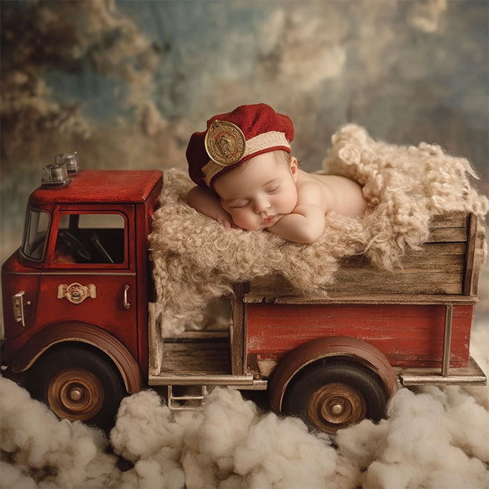 Toy Fire Truck - Newborn Digital Backdrop