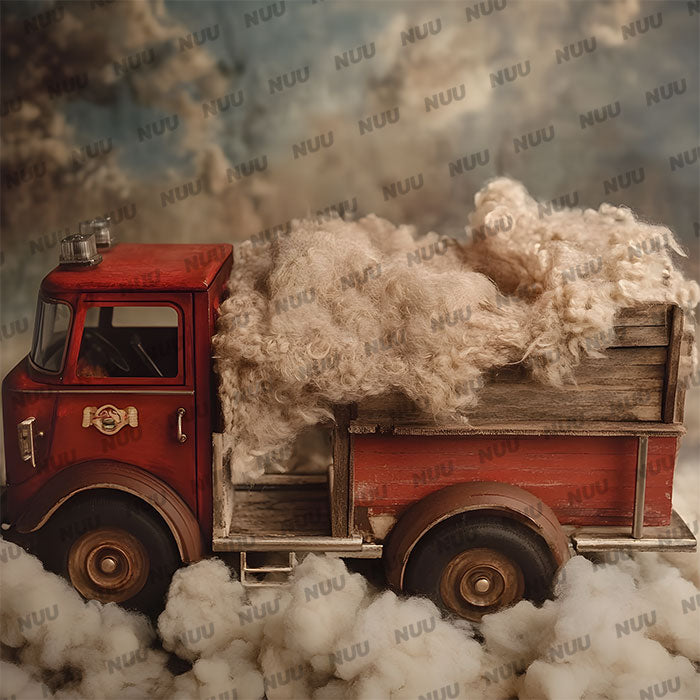 Toy Fire Truck - Newborn Digital Backdrop