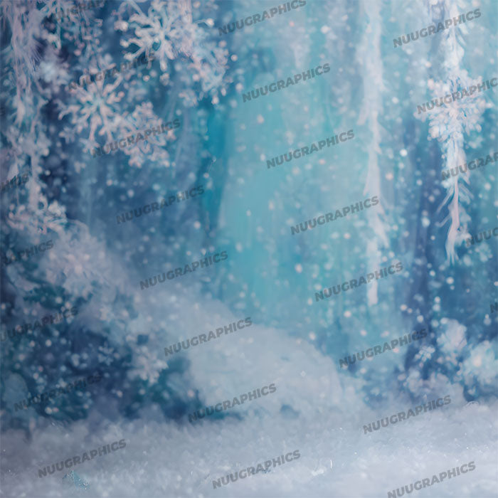 Frozen Snowflake Wonderland – Digital Backdrop