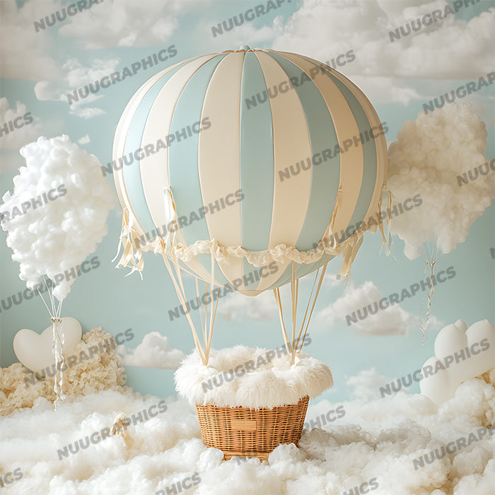 Cute Hot Air Balloon - Newborn Digital Backdrop