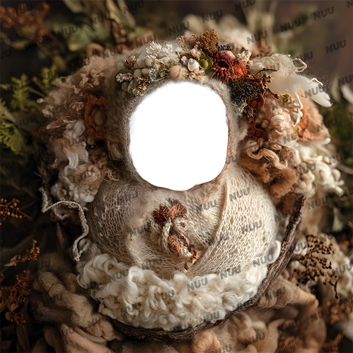 Rustic Nest Face Insert – Newborn Digital Backdrop