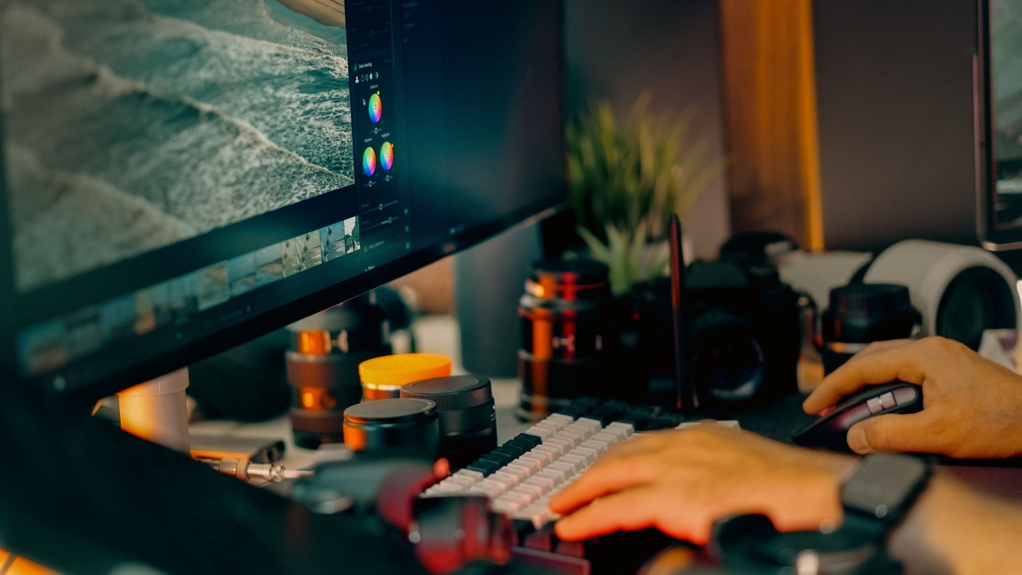Photo editing workspace used to compare camera profiles and film presets