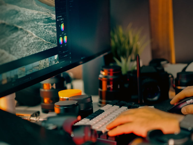 Photo editing workspace used to compare camera profiles and film presets