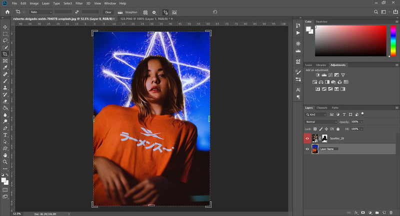 Photoshop Layers panel with a layer name selected for renaming