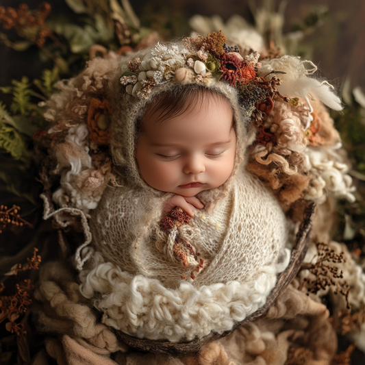 Rustic Nest Face Insert – Newborn Digital Backdrop