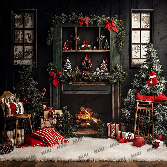 Christmas Fireplace - Digital Backdrop