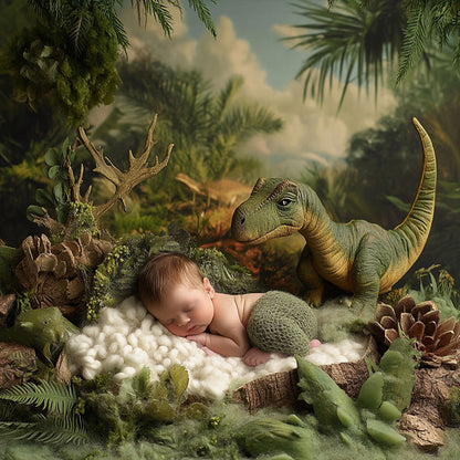 Curious Dinosaur - Newborn Digital Backdrop
