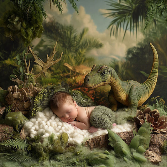 Curious Dinosaur - Newborn Digital Backdrop