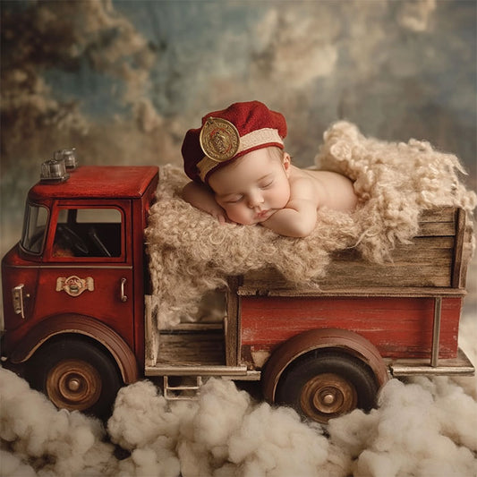 Toy Fire Truck - Newborn Digital Backdrop