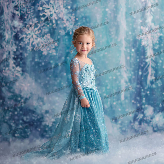 Frozen Snowflake Wonderland – Digital Backdrop