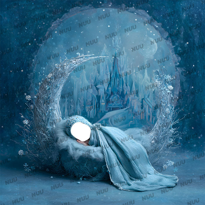 Frozen Moon – Newborn Digital Backdrop Face Insert