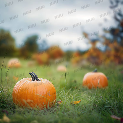 Pumpkins in Grass - Digital Backdrop