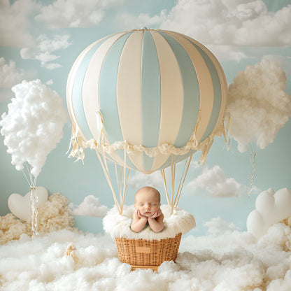 Cute Hot Air Balloon - Newborn Digital Backdrop