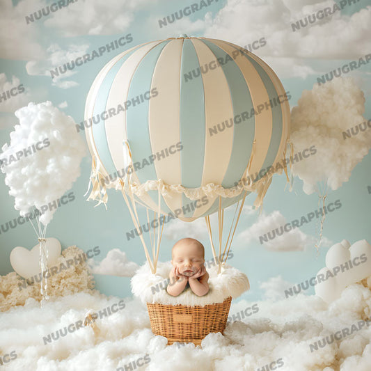 Cute Hot Air Balloon - Newborn Digital Backdrop