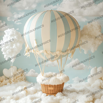 Cute Hot Air Balloon - Newborn Digital Backdrop