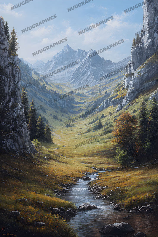 Majestic Mountain Valley – Digital Backdrop