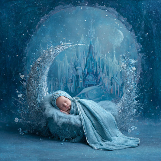 Frozen Moon – Newborn Digital Backdrop Face Insert