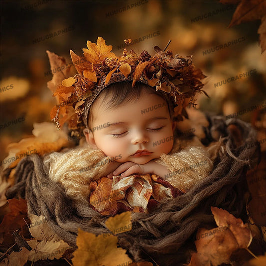 Autumn Crown - Newborn Digital Backdrop Face Insert
